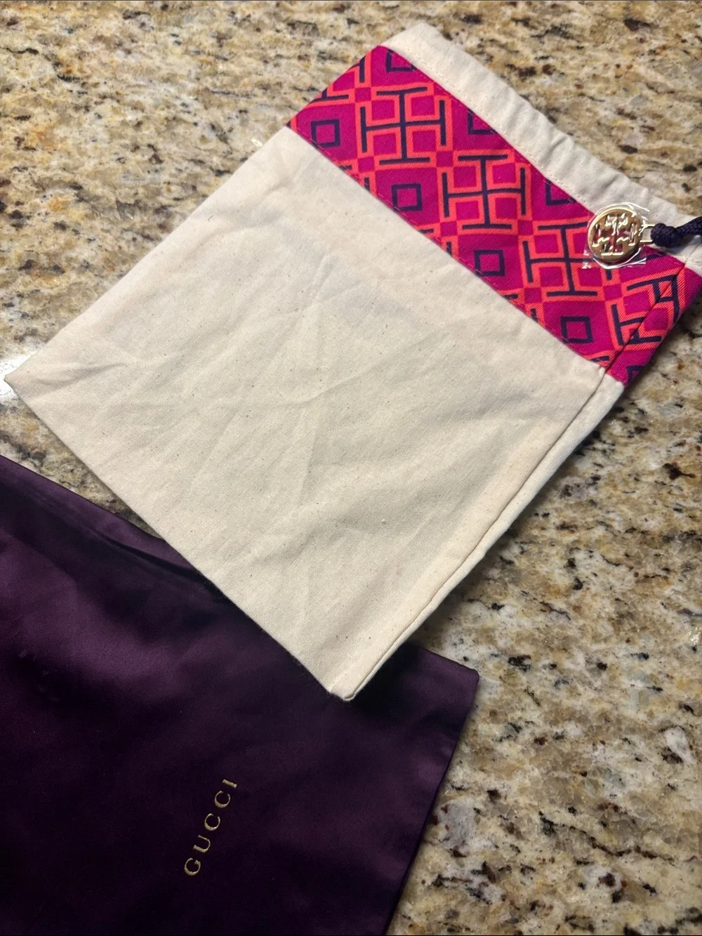 Designer Gucci Velvet Eyewear Case Gucci Plum Dust Bag and Tory Burch dust bag